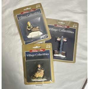 Holiday Time Village Collectibles Christmas Painted Resin Figurines 3-Pack